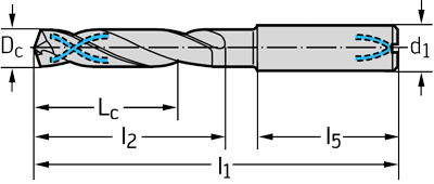 technische Zeichnung VHM HPC Tieflochbohrer TB140