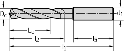 technische Zeichnung VHM HPC Bohrer 150-03