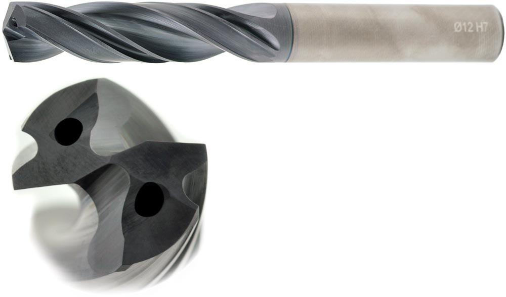 VHM HPC Bohrreibahle 3xD mit IK Ø 12,0 mm, H7, AlTiN besch.